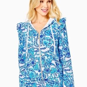 EUC Lilly Pulitzer Audrey Zip Up Jacket Shell Me You Love Me Size XXL